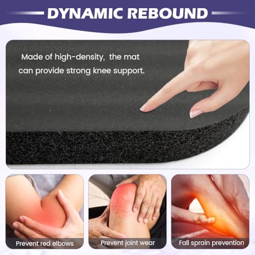 Yoga Knee Pad Cushion - Non-Slip Foam for Pilates & Exercises - Black 29x19x1.5cm