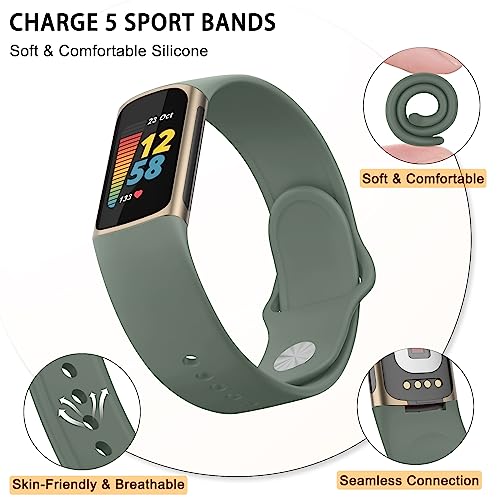 Silicone Sport Band for Fitbit Charge 6 - Cactus Color