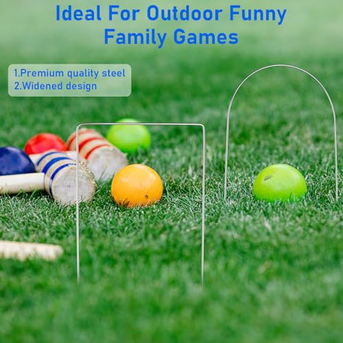18 Pcs Croquet Wickets Replacement Set – 9 Square & 9 Arched Steel Hoops