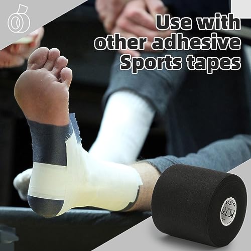 Pre Wrap Athletic Tape - 4 Rolls, 120 Yards, 2.75 Inches Wide - Black