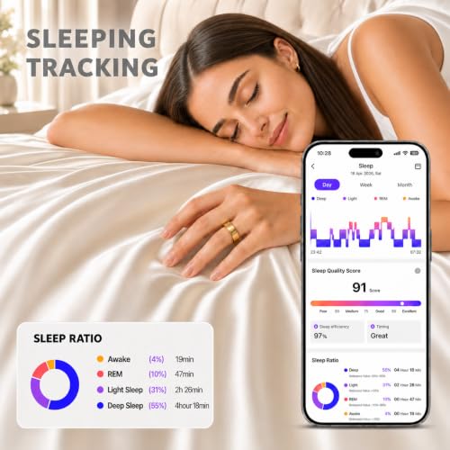 Mitesserentferner Matte Gold Smart Ring Tracker 8 for Sleep & Fitness Monitoring