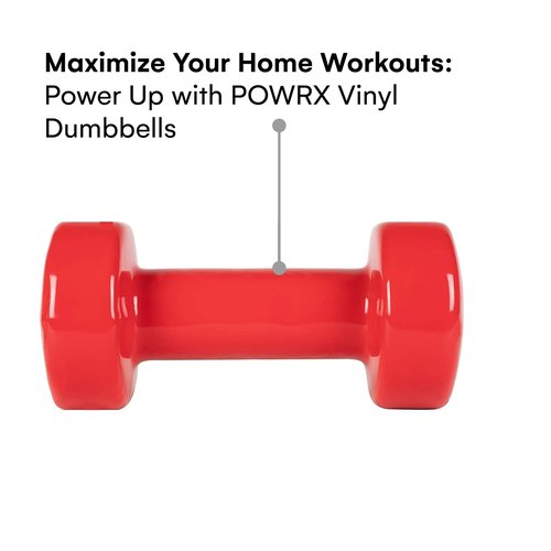 POWRX Vinyl Dumbbell Sets 0.5kg - 10kg | 1lbs-22lbs - Ideal hand weights sets for women, 6.9" long and 1.4 inches in diameter, 2 x 3 kg, Red