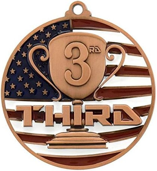Decade Awards Custom Engraved Patriotic Place Medal - Stars and Stripes Neck Ribbon | 2.75 Inch Wide