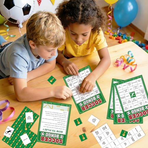 World Cup Bingo Game Set - 24 Unique Cards & 12 Markers - Soccer Theme