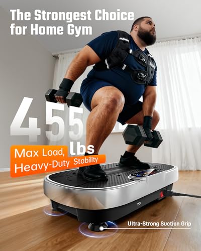 3D Vibration Plate Exercise Machine - Silver & Black, 455lbs Capacity