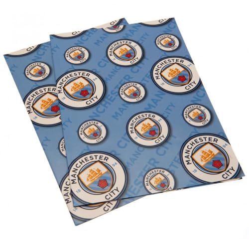 Manchester City FC Gift Wrap Sheets Set - Durable Paper, 2 Sheets