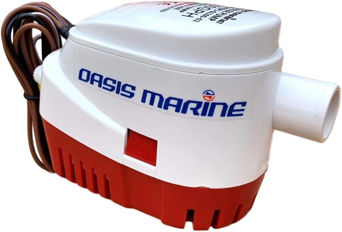 OASIS MARINE 1100 GPH Automatic Bilge Pump - 12V Water Removal with Float Switch & Stainless Steel Shaft