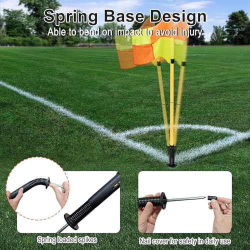 Soccer Corner Flags Set of 4 - 5FT Training Poles for Agility