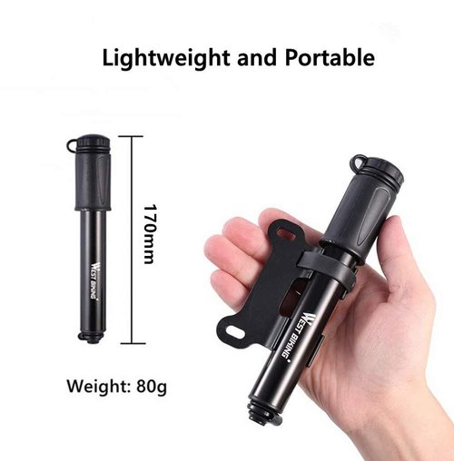 Hathdia Mini Bike Pump Portable 80 PSI Bicycle Tire Pump Fits Presta and Schrader Valve,Lightweight & Pocket Size