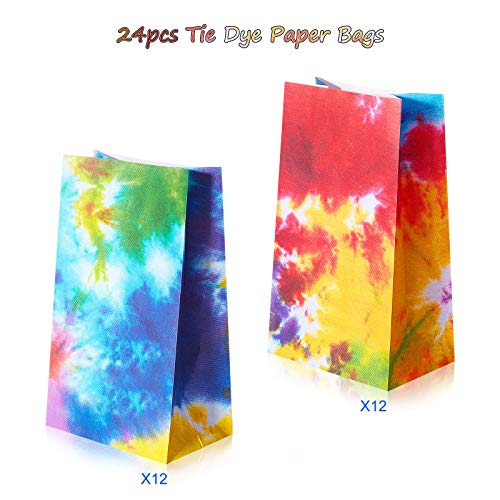 Zonon Tie Dye Paper Bags, 24 Pcs Party Favor Bags for Birthday Gift