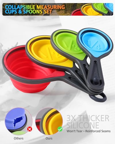 Collapsible Measuring Cups and Spoons Set with Funnel, 9-Piece,