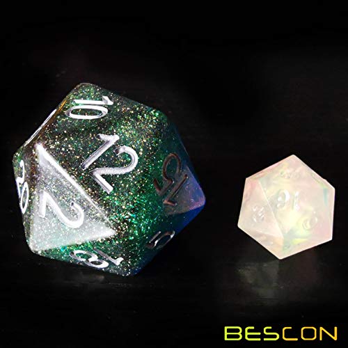 Glitter Jumbo D20 Dice - 38MM Turquoise Green Polyhedral
