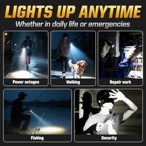 Svoko Black High-Lumen Rechargeable Tactical LED Flashlight with COB Side Light