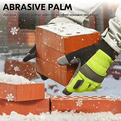 Vgo... 1Pair 5¡É/41¡ÆF Winter Work Gloves Men, Cold Weather Waterproof Safety Work Gloves,Cold Storage or Freezer Glove