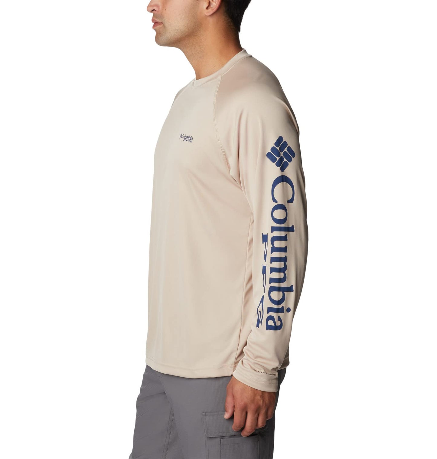 Columbia Men's Terminal Tackle Long Sleeve Shirt, Ancient Fossil/Carbon Logo, 5X Tall