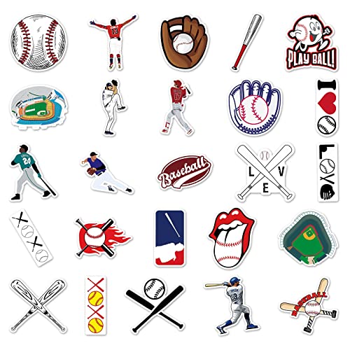 50-Piece Baseball Sticker Set - Waterproof Vinyl Decals for Sports Fans