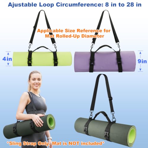 Adjustable Yoga Mat Strap with Shoulder Handle - Black