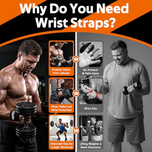 Premium Weightlifting Wrist Straps - Adjustable Leather Wraps with Neoprene Padding - Black