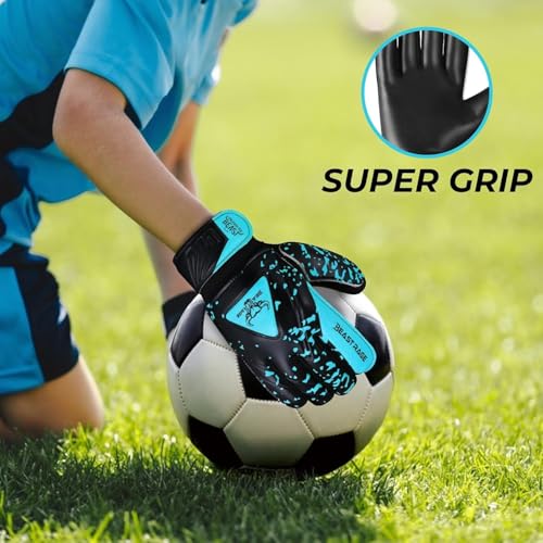 Goalkeeper Gloves for Kids - Aqua Size 5 (Ages 9-12)