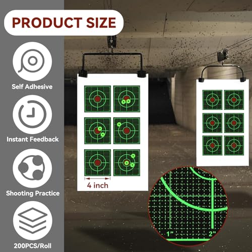 Reactive Paper Shooting Target Stickers - 200 PCS Green Splatter