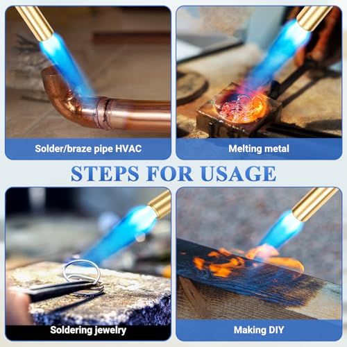 Propane Torch Kit, Mapp Gas Torch with Cylinder Clip, 5ft Hose and Trigger Start Adjustable Flame, Brazing Torch Kit for Soldering, DIY, Jewelry(Propane Cylinder Not Included)