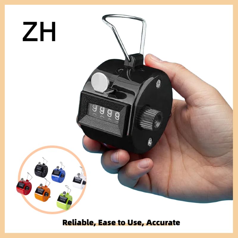 4-Digit Mechanical Hand Tally Counter - Manual Clicker for Golf - Black