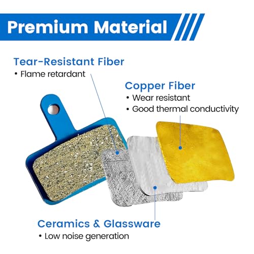 High Performance Bicycle Brake Pads - 2 Pair, Resin & Semi-Metallic