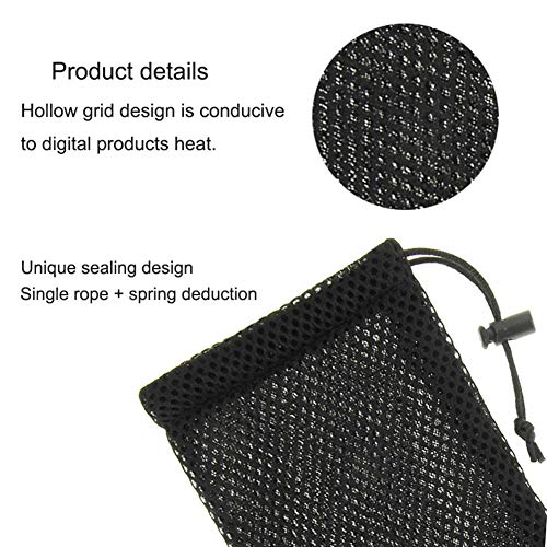 Nylon Mesh Drawstring Bag - 5.5 Inch, Black Storage Pouch