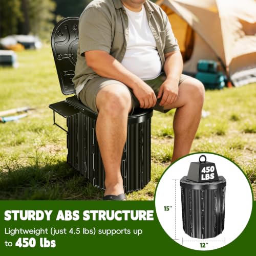GGC 15-Inch Portable Camping Toilet | Foldable Heavy-Duty Potty for Adults