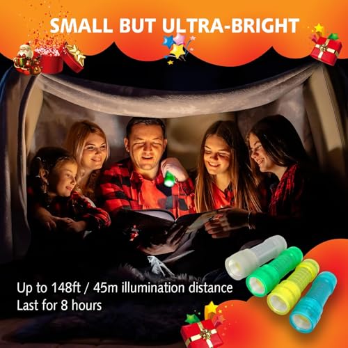 Glow in the Dark Mini Flashlights - 3 Pack with Batteries