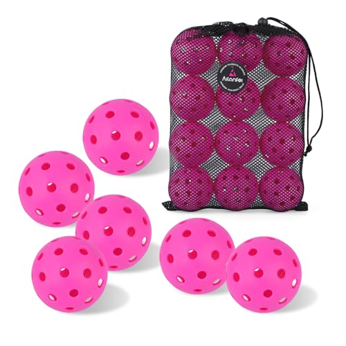 Ailanfei Pink Pickleball Balls 12 Pack - High Bounce, Crack-Resistant, USAPA Standard, with Bag
