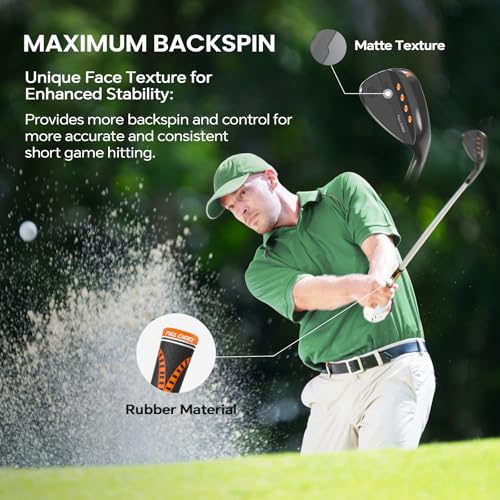 Golf Wedges - CNC Milled Face for Spin Control, Right Hand - Black 52, 56, 60 Degrees