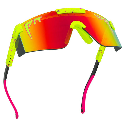 Pit Viper Sunglasses I The Original 2.0 I Wide Fit I Z87+Polycarbonate Lens, Indestructible Frame I Turbo Adjustable for Perfect Fit I Micro Fiber Bag & Retainer Straps I Rainbow Lens, Yellow Frame
