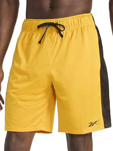 Reebok Men's Hoopwear Mesh 9” Shorts Small Electric Amber Basketball Athletic