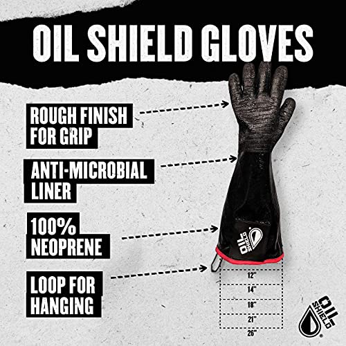 OIL SHIELD 18'' High Heat Neoprene Glove, Fryer Filtration Glove, 450 Degree Temp Rating, Cotton Liner, Food Service Safety (Size Large)
