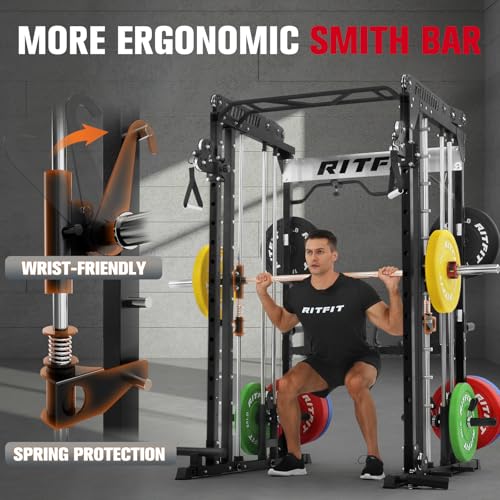 Smith Machine Cable Crossover Power Cage - Black, M1 Pro
