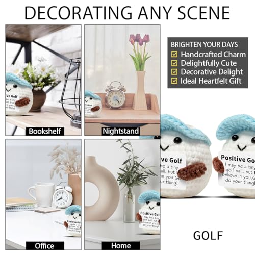 Mini Crochet Golf Ball with Positive Card - Gift for Men