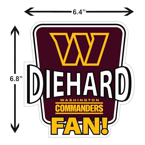 Washington Commanders Die-Hard Fan Auto Decal, 6.75-Inch Vinyl Sticker