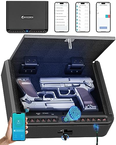 Biometric Gun Safe with Fingerprint & App Control - Quick Access Pistol Safe