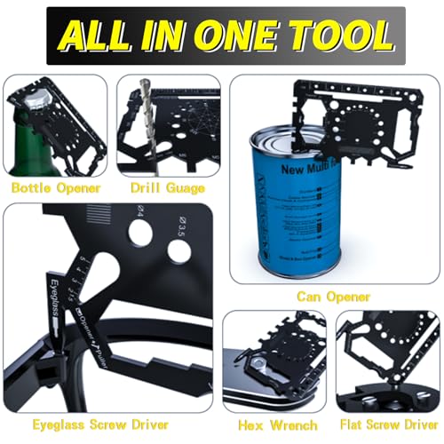 52 in 1 Slim Minimalist Survival Card Wallet Tool Card, Credit Card Size Multitool, Wallet Engineering Ruler Scale, Multitool Card Pocket Tool(Bottle Opener, Screwdrivers, Phone Stand & More), 1 Pcs