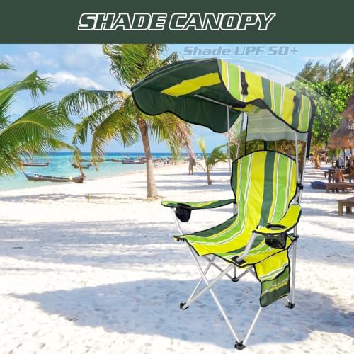 Camping Chair with Canopy Shade - Portable Folding Outdoor Seat