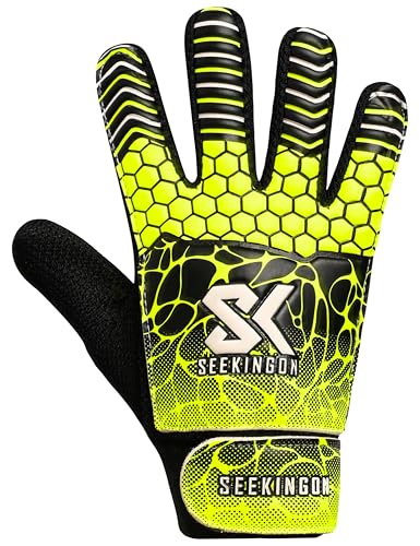 Youth Soccer Goalie Gloves - Size 6 with Double Wrist Protection - Yellow/Black