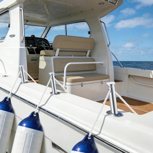 FUCNEN 304 Stainless Steel Boat Fender Holder - Adjustable Flush Mount Rod Insert, 15° Cleat for Pontoon/Yacht Docking (1 Pack Fender Pole Insert)