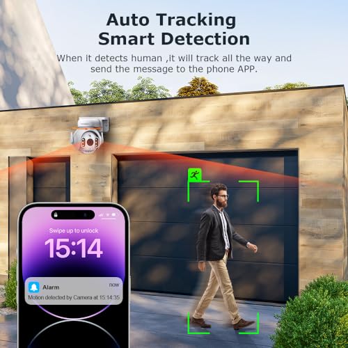 INQMEGA 5MP TUYA Smart Camera,Security Home Surveillance Camera with 2.4G WiFi,2-Way Audio, Full Color Night Vision, Waterproof, Motion Detection, Spotlight & Siren