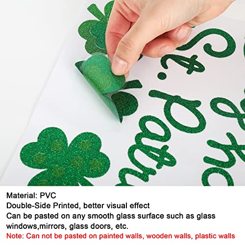 St. Patrick's Day Window Clings - 4 Sheets Glitter Shamrock Decals