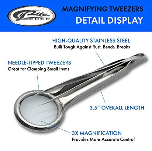 Stainless Steel Magnifying Tweezers - 3.5 Inches