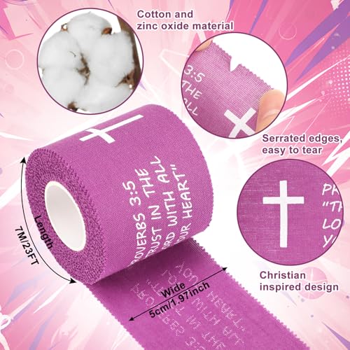 Christian Cross Athletic Tape - 2in x 23ft, Purple Proverbs