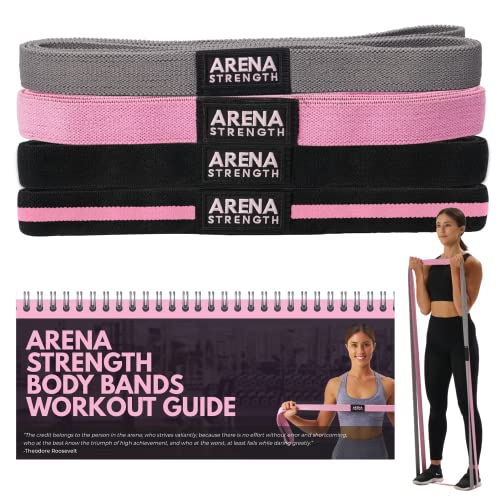 Arena Strength Long Fabric Resistance Bands Set of 4 - Full Body Workout Equipment
