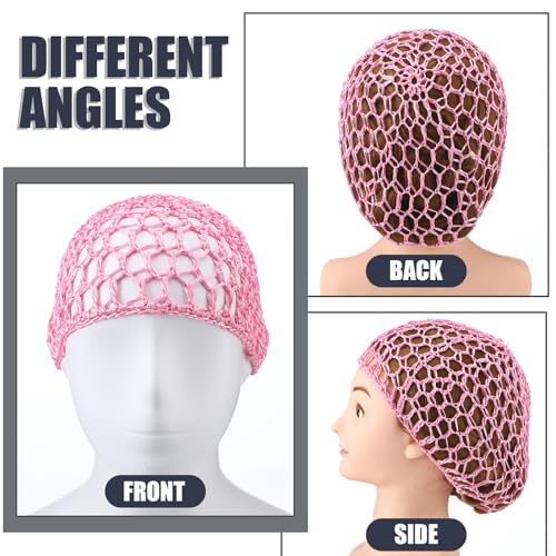 Mesh Crochet Hair Net Set - 4 Pcs in Black, Purple, Blue, Pink
