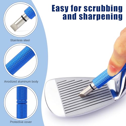 Golf Club Groove Sharpener and Iron Cleaner Tool - Blue